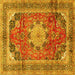 Square Medallion Yellow Traditional Rug, tr2900yw