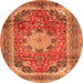 Machine Washable Medallion Orange Traditional Area Rugs, wshtr2900org