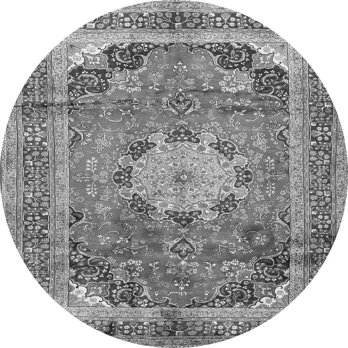 Machine Washable Medallion Gray Traditional Rug, wshtr2900gry