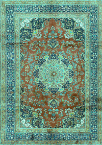 Medallion Turquoise Traditional Rug, tr2900turq