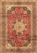 Machine Washable Medallion Brown Traditional Rug, wshtr2900brn