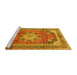 Sideview of Machine Washable Medallion Yellow Traditional Rug, wshtr2900yw