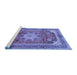 Sideview of Machine Washable Medallion Blue Traditional Rug, wshtr2900blu