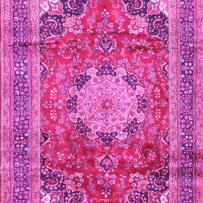 Machine Washable Medallion Pink Traditional Rug, wshtr2900pnk