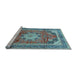 Sideview of Machine Washable Medallion Light Blue Traditional Rug, wshtr2900lblu