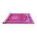 Sideview of Machine Washable Medallion Pink Traditional Rug, wshtr2900pnk