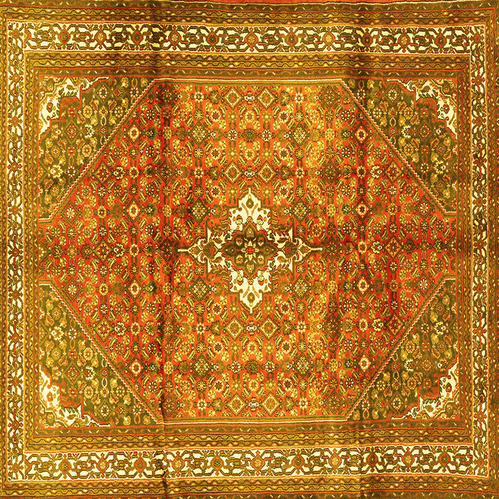 Square Machine Washable Persian Yellow Traditional Rug, wshtr2901yw