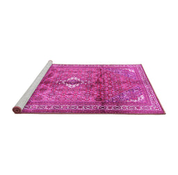 Sideview of Machine Washable Persian Pink Traditional Rug, wshtr2901pnk