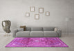 Machine Washable Persian Purple Traditional Area Rugs in a Living Room, wshtr2901pur