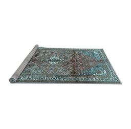 Sideview of Machine Washable Persian Light Blue Traditional Rug, wshtr2901lblu