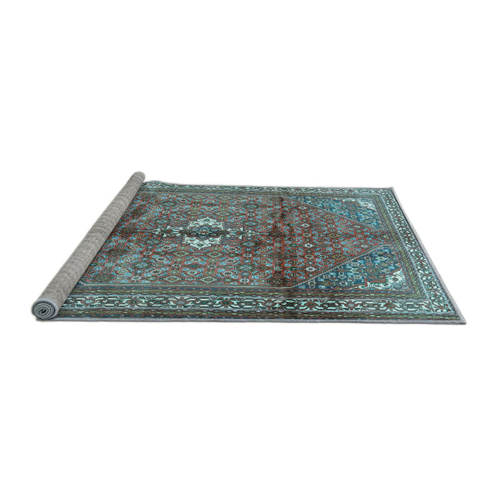 Sideview of Machine Washable Persian Light Blue Traditional Rug, wshtr2901lblu