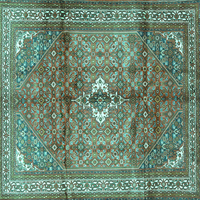 Square Machine Washable Persian Turquoise Traditional Area Rugs, wshtr2901turq