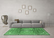 Machine Washable Persian Emerald Green Traditional Area Rugs in a Living Room,, wshtr2901emgrn