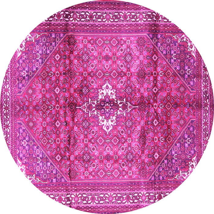 Round Machine Washable Persian Pink Traditional Rug, wshtr2901pnk