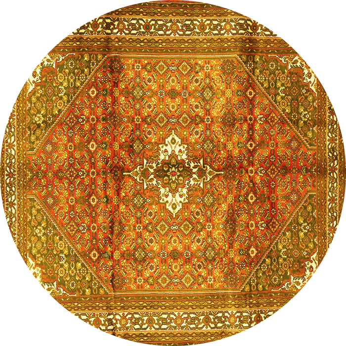 Round Persian Yellow Traditional Rug, tr2901yw