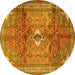 Round Persian Yellow Traditional Rug, tr2901yw