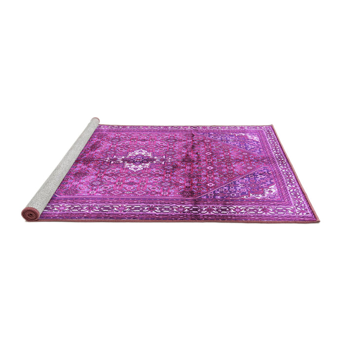 Sideview of Machine Washable Persian Purple Traditional Area Rugs, wshtr2901pur