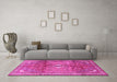 Machine Washable Persian Pink Traditional Rug in a Living Room, wshtr2901pnk