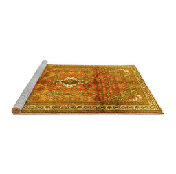 Sideview of Machine Washable Persian Yellow Traditional Rug, wshtr2901yw