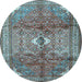 Round Persian Light Blue Traditional Rug, tr2901lblu