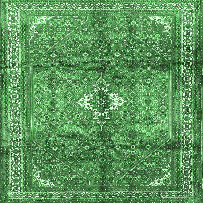 Square Persian Emerald Green Traditional Rug, tr2901emgrn