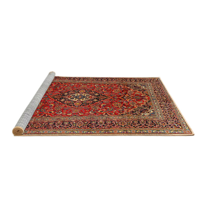 Sideview of Machine Washable Traditional Tomato Red Rug, wshtr2902