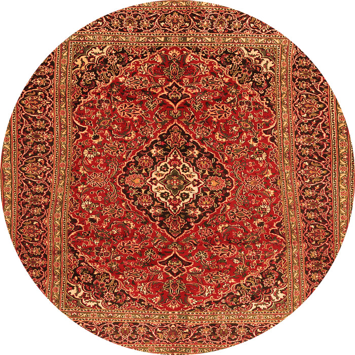 Machine Washable Medallion Orange Traditional Area Rugs, wshtr2902org