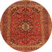 Machine Washable Medallion Orange Traditional Area Rugs, wshtr2902org