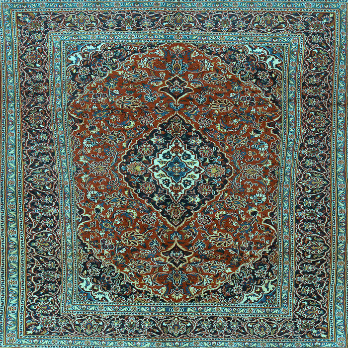 Square Medallion Light Blue Traditional Rug, tr2902lblu