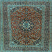 Square Medallion Light Blue Traditional Rug, tr2902lblu