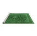 Sideview of Machine Washable Medallion Emerald Green Traditional Area Rugs, wshtr2902emgrn