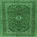 Square Machine Washable Medallion Emerald Green Traditional Area Rugs, wshtr2902emgrn