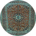 Round Medallion Light Blue Traditional Rug, tr2902lblu