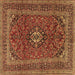 Square Medallion Brown Traditional Rug, tr2902brn