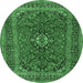 Round Medallion Emerald Green Traditional Rug, tr2902emgrn