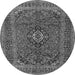 Machine Washable Medallion Gray Traditional Rug, wshtr2902gry