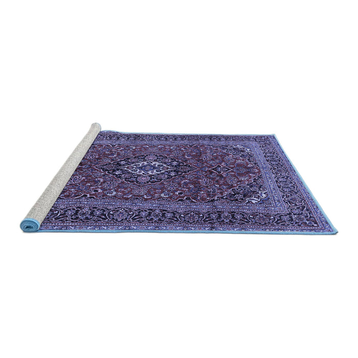 Sideview of Machine Washable Medallion Blue Traditional Rug, wshtr2902blu