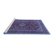 Sideview of Machine Washable Medallion Blue Traditional Rug, wshtr2902blu