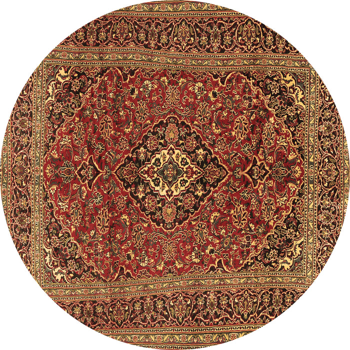 Round Medallion Brown Traditional Rug, tr2902brn