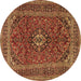 Round Medallion Brown Traditional Rug, tr2902brn