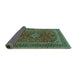 Sideview of Medallion Turquoise Traditional Rug, tr2902turq