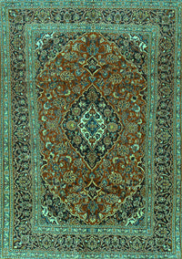 Medallion Turquoise Traditional Rug, tr2902turq