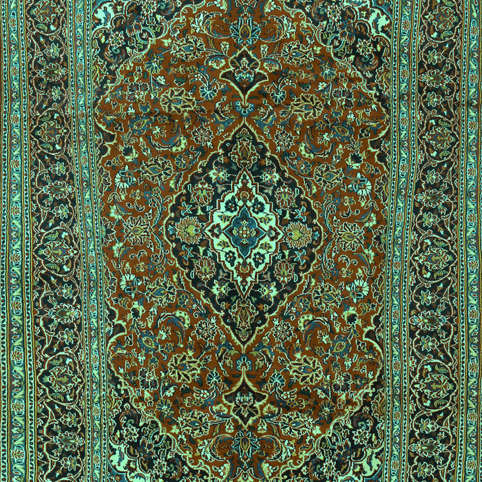 Machine Washable Medallion Turquoise Traditional Area Rugs, wshtr2902turq