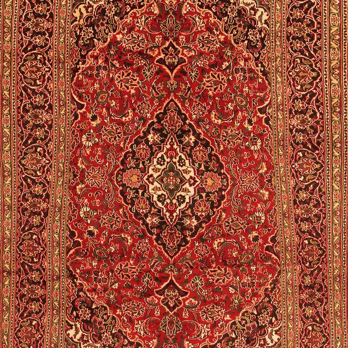Serging Thickness of Machine Washable Medallion Orange Traditional Area Rugs, wshtr2902org