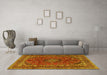 Machine Washable Medallion Yellow Traditional Rug in a Living Room, wshtr2902yw