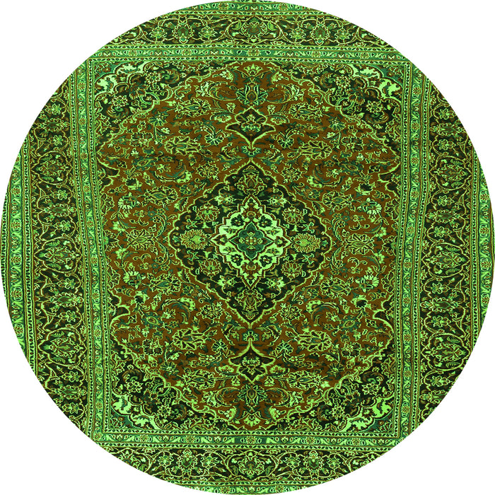 Machine Washable Medallion Green Traditional Area Rugs, wshtr2902grn