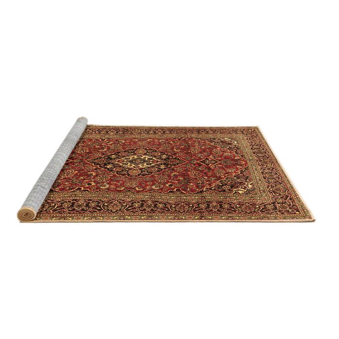 Sideview of Machine Washable Medallion Brown Traditional Rug, wshtr2902brn