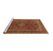 Sideview of Machine Washable Medallion Brown Traditional Rug, wshtr2902brn