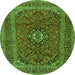 Square Medallion Green Traditional Rug, tr2902grn