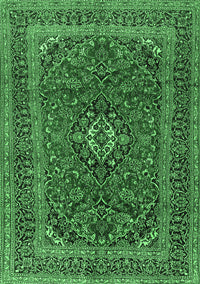 Medallion Emerald Green Traditional Rug, tr2902emgrn